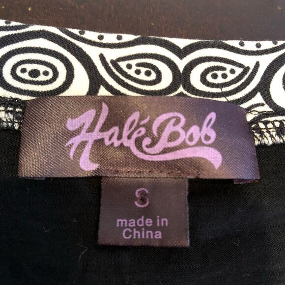 Hale Bob black cream gray mixed floral butterfly print silk dress size Small - Picture 6 of 12